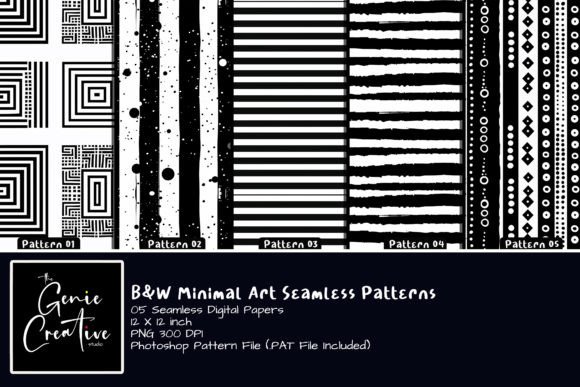 Download B&amp;W Minimal Art Seamless Patterns Set - Set Collection