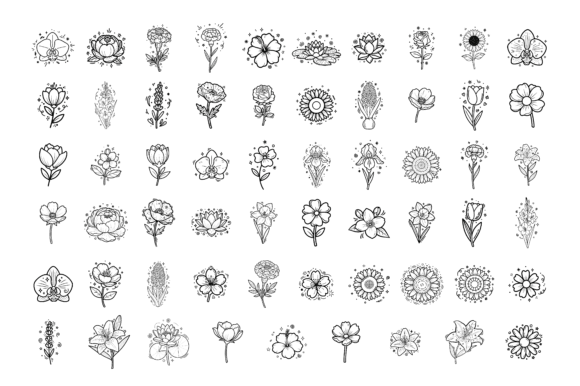 Download Minimal Line Art Flower Icon Set - Set Collection