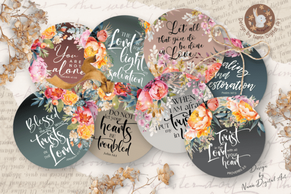 Download Floral Bible Verse Round Cards Set 802 - Set Collection