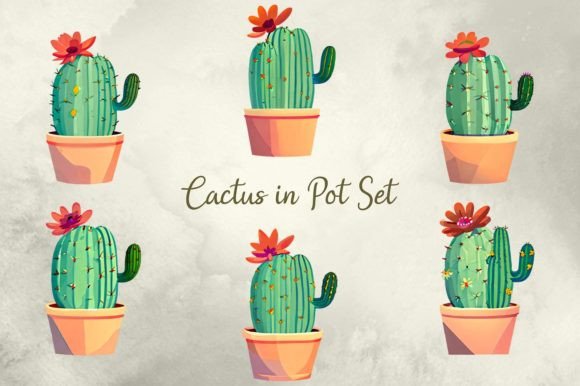 Download Cactus in Pot Set - Set Collection