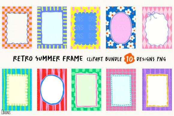 Download Retro Summer Frame Clipart Bundle - Retro Collection