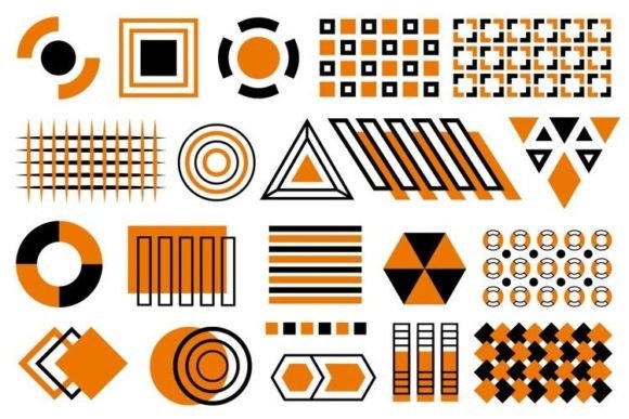 Download Black and Orange Memphis Set - Set Collection