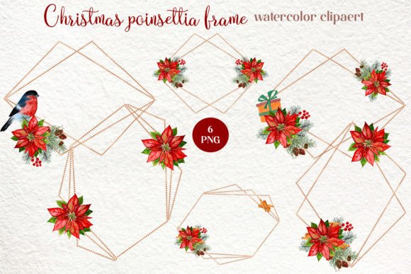 Download Christmas Frame Poinsettia Clipart - Set Collection