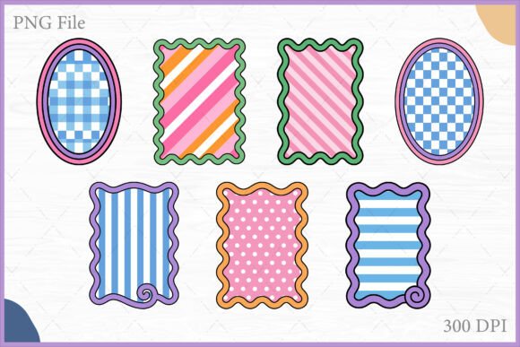 Download Retro Wavy Pattern Frame Clipart PNG Set - Set Collection