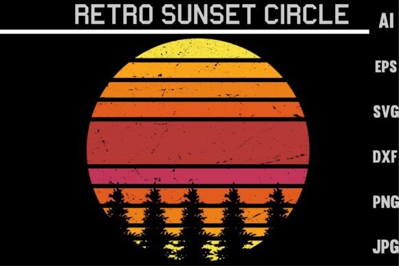 Download Retro Sunset Circle - Set Collection