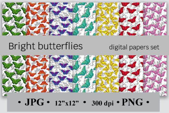 Download Bright Butterflies Digital Papers Set - Set Collection