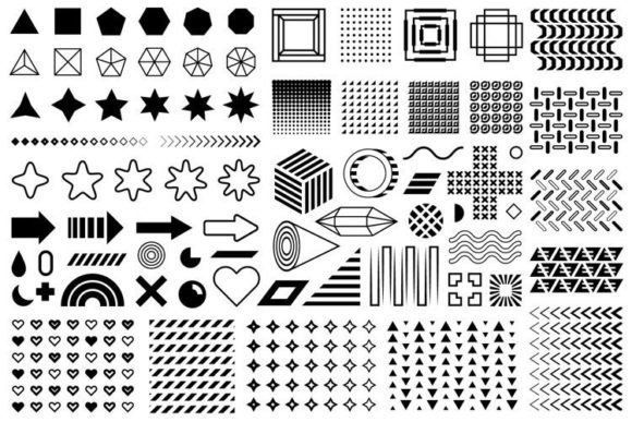 Download Black Memphis Set, Geometric Designs - Set Collection