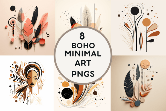 Download 8 Boho Minimal Art PNGS - Premium Resources