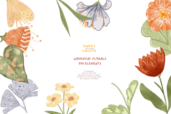 Download Whimsical Florals DIY Elements - Diy elements Collection