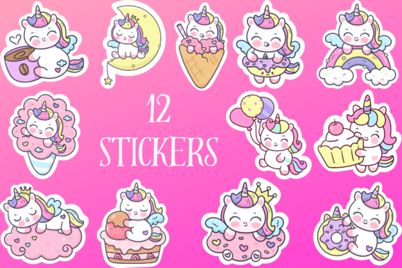 Download Cute Unicorn Sticker Set, Print &amp; Cut - Set Collection