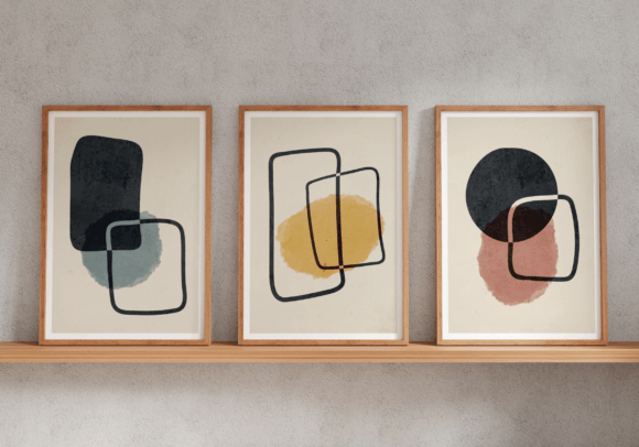 Download Set of 3 Abstract Watercolor Shapes Boho - Set Collection