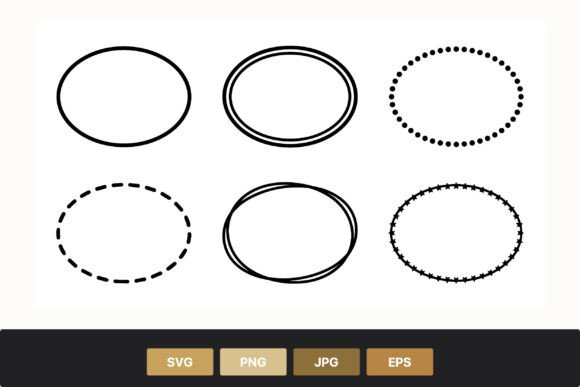 Download Oval Frame Borders Black Line Set - Set Collection