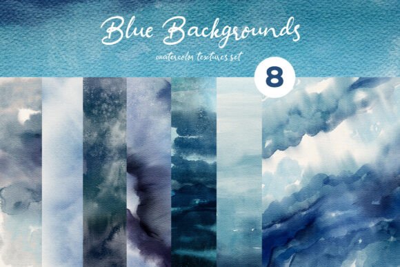 Download Blue Backgrounds Watercolor Textures Set - Set Collection