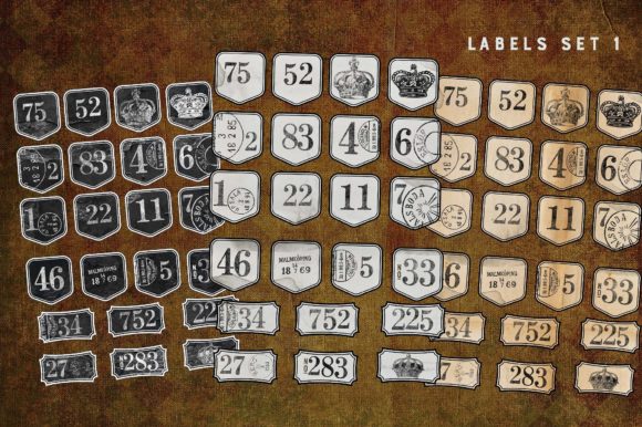 Download Grungy Style Number Labels Set 1 - Set Collection