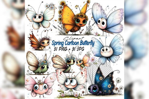 Download Whimsical Butterfly Flower Clipart Set - Set Collection
