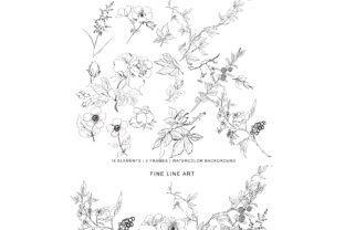 Download Hand Drawn Fine Line Wild Flowers Set - Set Collection