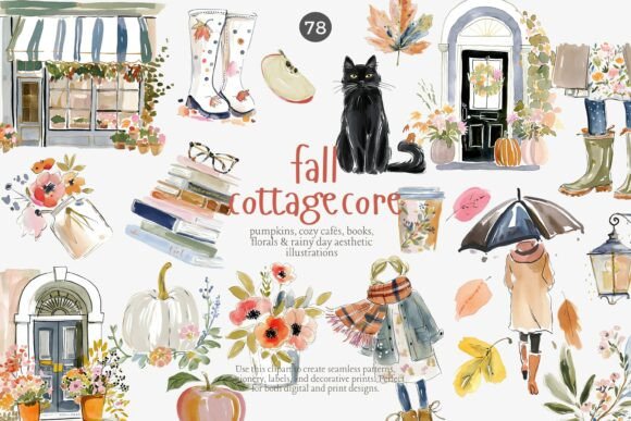Download Fall Cottagecore Clipart Set - Set Collection